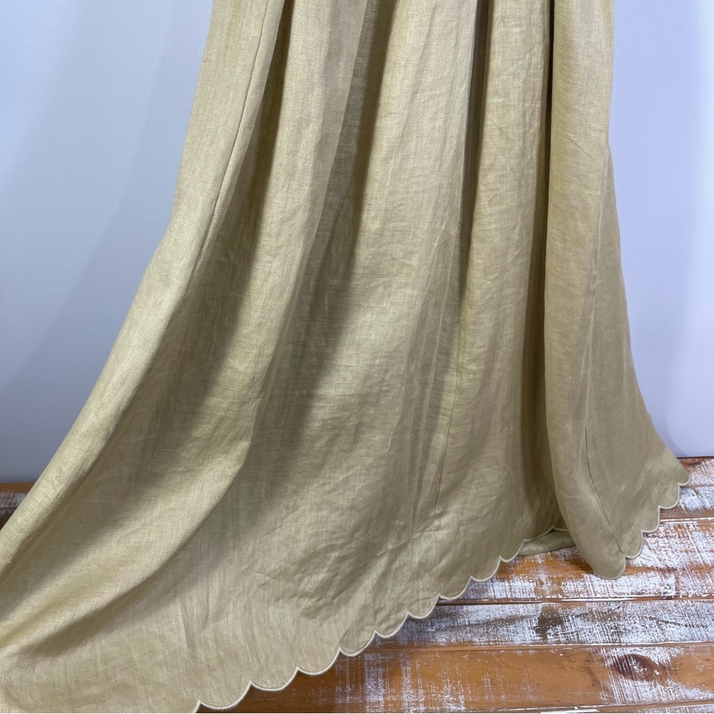 Zimmermann Jude Scallop Midi Linen Dress Size 1 Color Tan - Picture 5 of 16